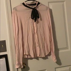 Forever 21 Sheer Light Pink Button-Up Blouse